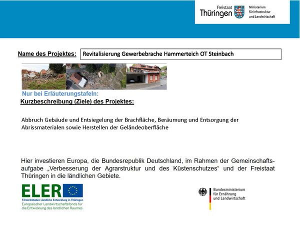 Fördertafel mit Projektinformationen zur Revitalisierung des Hammerteichs